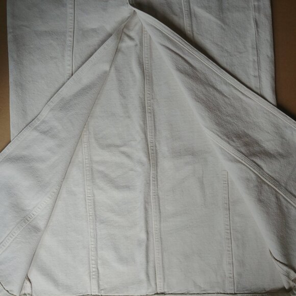 Zara Long Cream Off White Denim Skirt Front Slit Midi Maxi 100% Cotton S… - Picture 9 of 14